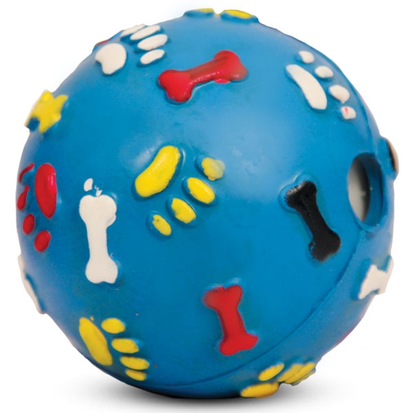 Triol. Игрушка для собак из цельнолитой резины "Мяч с лапками и косточками со звуком"