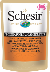 Schesir Wet Pouch 100 Adult Cat Tuna and Chicken & Shrimps