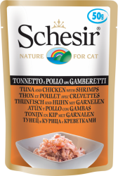 Schesir Wet Pouch 50 Adult Cat Tuna and Chicken & Shrimps